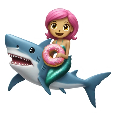 a mermaid over a shark eating a donut  sticker