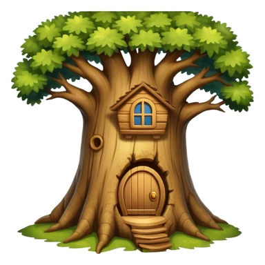 house inside a large oak tree trunk sticker