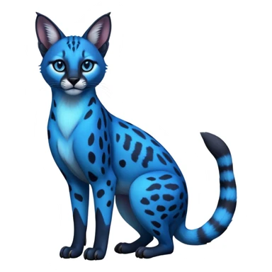 Realistic wild real life dark neon-blue caracal-serval-civet-genet-hybrid-animal-fusion photo IRL outside (full body) sticker