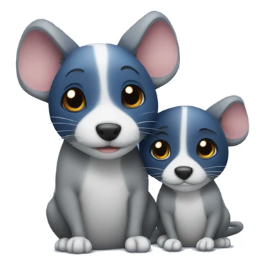 Grey rat and dark blue and black eared dog hugging  sticker