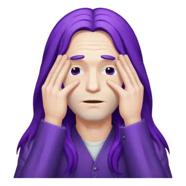 men with purple long hair which cover eyes sticker