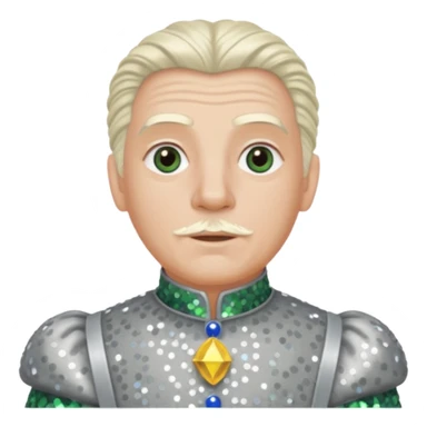 Servant Boq from the Wizard of Oz with white blonde hair, gray sequin outfit sticker