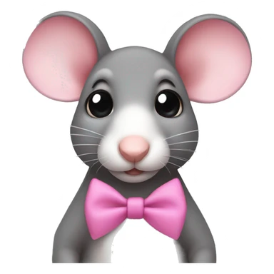 Rat with cute eyes wearing a pink bow on the head sticker