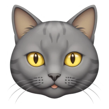 A gray cat with yellow eyes named max he is very cute and  he is a boy add text saying I made Maw an emoji sticker