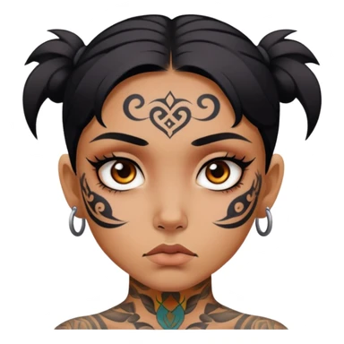 girl with bold face tattoos, serious expression sticker