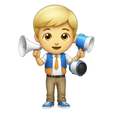 boy with loudspeaker sticker