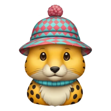 animal wearing patterned hat  sticker