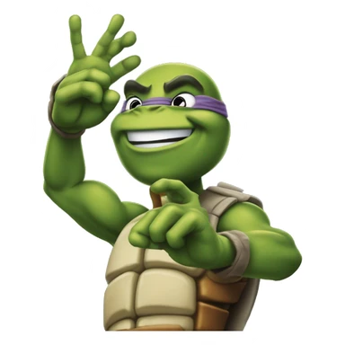 Leonardo from Teenage Mutant Ninja Turtles 2007 shows "like" using his hands sticker