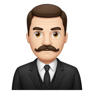 suspicious man uin a suit with a mustache, looking mad sticker