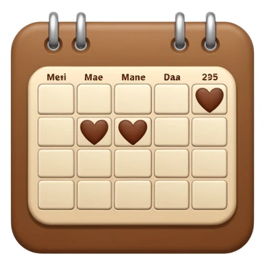 .make a November  1-30 2025 mini calendar with right brown hearts with cream colored dates wi rounded cornersI 
 sticker