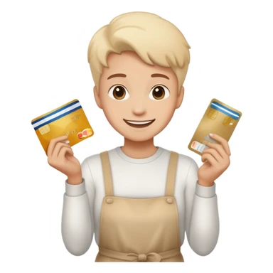 Happy emoji with creditcard in hand and a pile of flour sticker