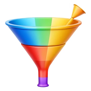 a funnel broken into three unique colors on the top middle and bottom sticker
