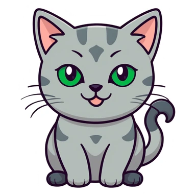 Grey cat with green eyes, wink ￼ sticker