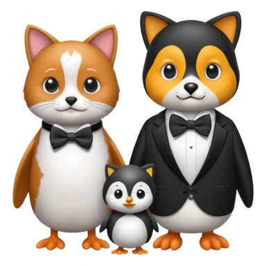Mother Cat,Grandpa dog and peinguin kid sticker