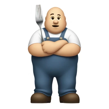 Fat guy holding a fork sticker
