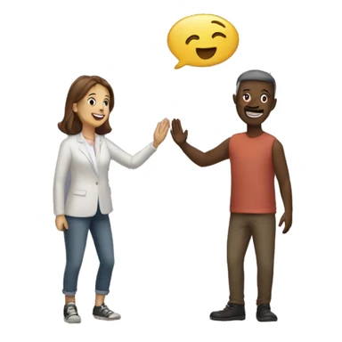 two people leaving each other while waving hands at each other sticker