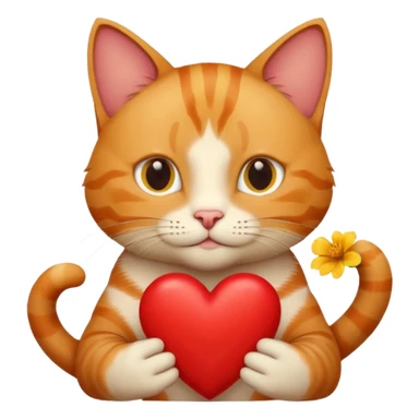 Male cat holding heart and flower sticker