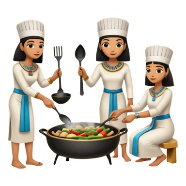 ancient Egyptian cooking scene in hieroglyphic style sticker