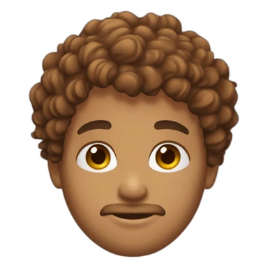 boy with chestnut surfer hair, curly hair only on the top of head, and beard, brown eyed sticker