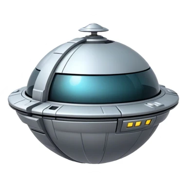 a realistic, spherical spaceship shaped like a ball, with a smooth surface and minimalistic details. Use a plain background. sticker