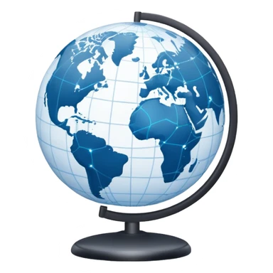 white world globe with connected network sticker