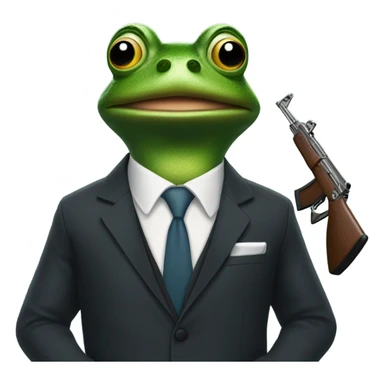 Frog in a suit with a ak47 in his hand sticker