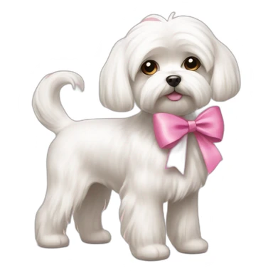 Maltese dog pink bow walking sticker