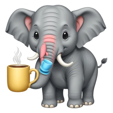 elephant with tea cup sticker