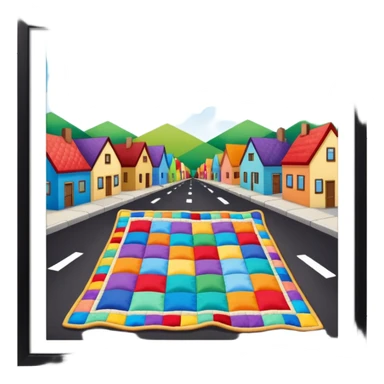 A Block saying "wifi" lying on a street in a quilt village sticker