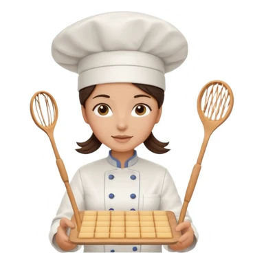 A brunette woman chef making Square wafers  sticker
