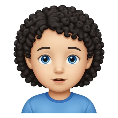 a tan toddler with black curly hair and blue eyes sticker
