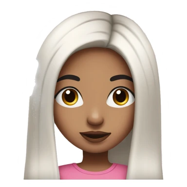 cute girly girl with long straight black hair wearing pink with two gold nose rings sticker