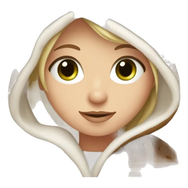 White girl with blanket and cocoa and green eyes sticker