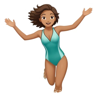 A person running into the ocean with arms wide open, embracing the waves and the moment. The sun shines warmly, and the water sparkles, symbolizing the joy of creating fun and appreciating life’s simple moments. Their footprints in the sand fade as they fully immerse themselves in the present. sticker