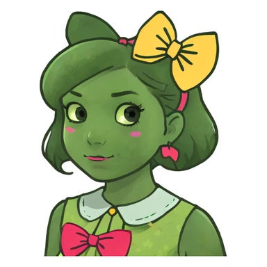 A girl with a bow sticker