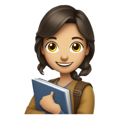 smiling brunette girl portrait holding books sticker