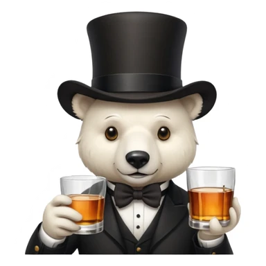 white bear head in a top hat with a whiskey sticker