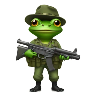A frog with a gun in the milatary sticker