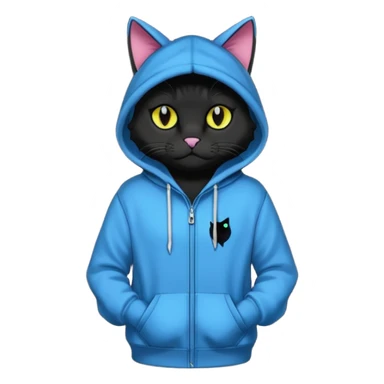 Black cat wearing a hoodie fursona (full body) sticker