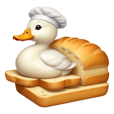 duck serving a loaf of gluten bread, no chef hat sticker
