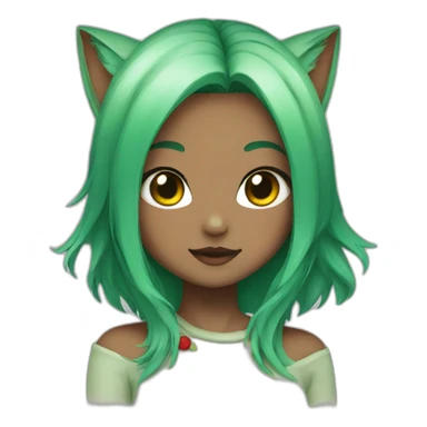 Neko girl with green hair and red eyes sticker