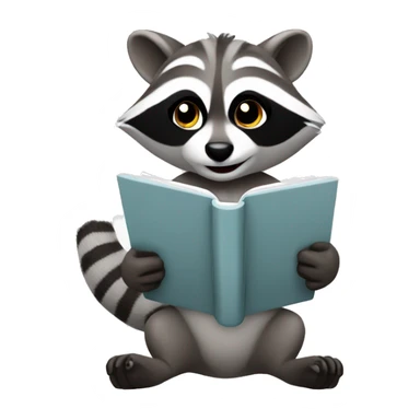 Female Racoon Reading on an e-Reader sticker