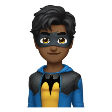 batman in clothes black with nightwing sticker