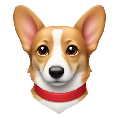 Wiener dog/corgi face tan and white, ears down, with red collar  sticker