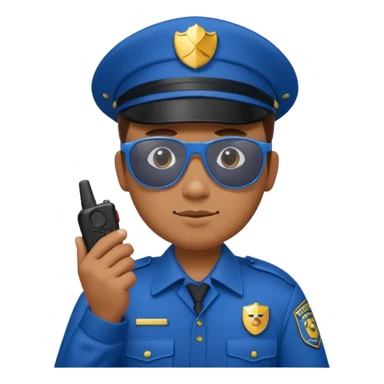 school security, blue cloth, sun glasses, holding walkie-talkie sticker