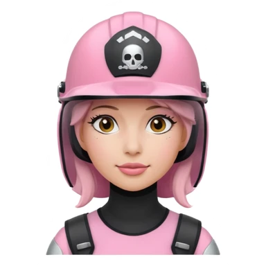 pink power ranger, woman emoji, with helmet on, black visor sticker