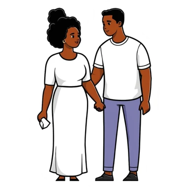 Black woman holding her husband hand  sticker