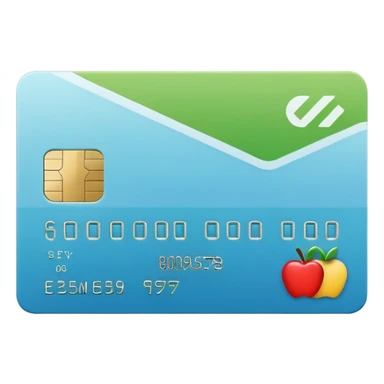 Apple style emoji of a credit card with a check mark, minimalistic, clean design, flat colors sticker