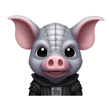 Lavender gray Pig darth Vader face armadillo darth Vader fanned tail feathered tail pig armadillo darth Vader face sticker