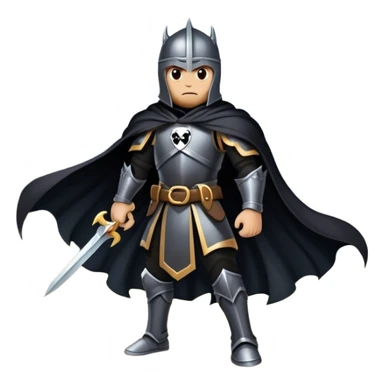 A shadowy knight with a black cape, standing in a stormy battlefield sticker